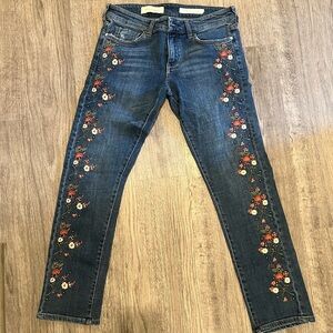 Anthropology Pilcro and the Letterpress Hyphen Floral Embroidered Jeans